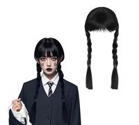 Parrucca Mercoledi, Parrucca Nera Lunga Parrucca, Parrucca Donna con Frangetta Famiglia Parrucche Cosplay per Ragazze Donne Regalo di Partito
