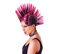 Adulto Femmina Divertente Nero Rosa Mohawk 80's Punk Rock Festa Cosplay Costume