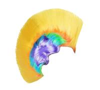 Parrucca Moicana Rocker per Uomo e Donna, Parrucca da Festa Colorata in Fibra Termoresistente per Halloween e Costumi- Giallo