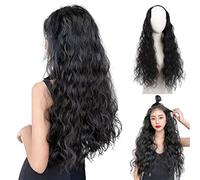 Parrucca morbida e riccia a forma di U, 55 cm, con clip invisibile, extension per tutta la testa, capelli spessi 3/4 (marrone scuro)