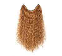 Parrucca morbida e sciolta con clip a forma di U a 3/4 mezza parrucca intorno alla testa, estensione invisibile dei capelli 61 cm marrone lino