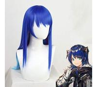 Parrucca Mostima Cosplay Gioco Arknights Parrucca per capelli in fibra ad alta temperatura lunga diritta sfumata blu per la festa di Halloween