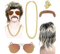 Parrucca Mullet Uomo, Parrucca Discoteca Uomo, Parruc-che Hippie per Cosplay, Anni '70 '80 Parru-cca Punk Ro-ck Singer