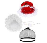 Parrucca natalizia da donna, per costume da nonna, cosplay, cappello di Natale, parrucca, occhiali, retina per capelli per cosplay