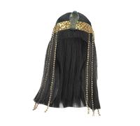 Parrucca nera Cleopatra da indossare all'istante con fascia per