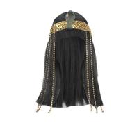 Parrucca Nera Cleopatra Da Indossare All'istante Con Fascia Per Concerti,