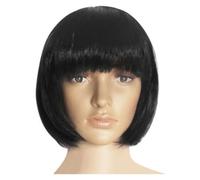 Parrucca nera con frangia, corta e dritta, for donna, sintetica resistente al calore, for uso quotidiano, feste e cosplay. per Donne Affascinanti