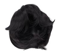 Parrucca Nera Corta Maschile, Soffici Capelli Naturali Finemente Tagliati, da Indossare Tutti i Giorni, Materiale Sintetico Ad Alta Temperatura