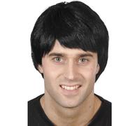 Parrucca Nera Corto Uomo Accessorio Costume Ragazzo Band 70S 80S
