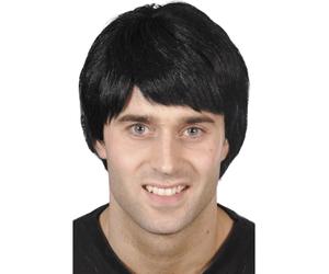 Parrucca Nera Corto Uomo Accessorio Costume Ragazzo Band 70S 80S