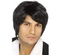 Parrucca Nera Corto Uomo Pop Star Boy Band Parrucca Costume Parrucca Nera Liscia