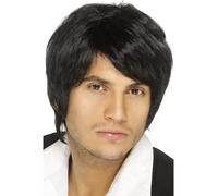 Parrucca Nera Corto Uomo Pop Star Boy Band Parrucca Costume Parrucca Nera Liscia
