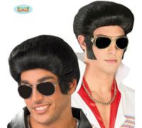 Parrucca Nera Da Re Del Rock Anni 50 Elvis Teddy Boy Nuova