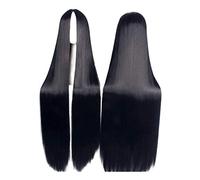 Parrucca nera diritta lunga parte centrale universale uomo donna parrucca cosplay cartone animato anime parrucche da taglio centrale capelli finti sintetici 100 cm