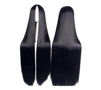 Parrucca nera diritta lunga parte centrale universale uomo donna parrucca cosplay cartone animato anime parrucche da taglio centrale capelli finti sintetici 150 cm