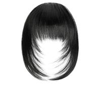 Parrucca nera dritta corta da 12 pollici con frangia, parrucche da donna con lunghezza alle spalle, capelli sintetici in fibra resistente al calore, dall'aspetto naturale(Natural Black)