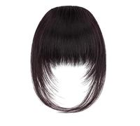 Parrucca nera dritta corta da 12 pollici con frangia, parrucche da donna con lunghezza alle spalle, capelli sintetici in fibra resistente al calore, dall'aspetto naturale(Dark Brown)