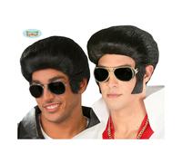 Parrucca Nera Elvis Con Basette Re Del Rok'N'Rol Anni 50 Uomo Carnevale