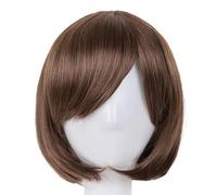 Parrucca nera Fei-Show sintetica resistente al calore in fibra obliqua frangia corta ondulata cosplay Halloween Carnevale capelli donne posticci-1B/30HL-12 POLLICI