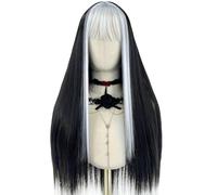 Parrucca Nera Lunga E Diritta Per Donna, Parrucche Sintetiche Da 26 Pollici Con Frangia Per La Festa Quotidiana In Costume Cosplay