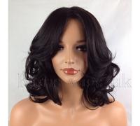 Parrucca Nera/Marrone Scuro Donne Corto Moda Capelli Ricci Spalla Lunghezza UK