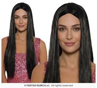 Parrucca nera Mercoledì lunga Carnevale Halloween Strega Morticia Mercoledì