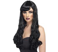 Parrucca Nera Riccia Lunga Da Donna Desire Glamour Accessorio Per Costume