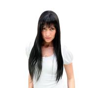 Parrucca Nera Sexy & Dominante Lunga E Liscio Cadendo Capelli Con Frangia 9293-2