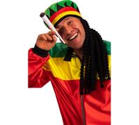 Parrucca Nera Sigaro afro Rasta Dread Bob Marley Halloween Africa Jamaica Cappel