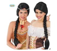 Parrucca Nera Treccia Lato Pocahontas Indiana Lara Croft