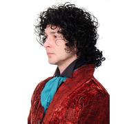 Parrucca Nera Wild Ricci Treccia Barocco Poeta Richter Musicista Pop MJ-4-1B
