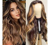 Parrucca Ombre da 26 pollici per capelli umani evidenziare l'onda del corpo parrucche frontali in pizzo per capelli umani Pre pizzicate 13x6 HD 180% densità parrucche per donne parrucca bionda miele