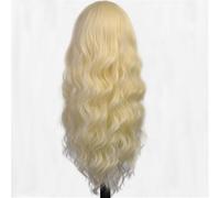 Parrucca ondulata e riccia lunga 26 pollici, frangia sintetica da donna, attaccatura dei capelli naturale, da indossare e indossare tutti i giorni per Donne Affascinanti(Golden)