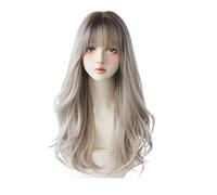 Parrucca ondulata e soffice, elegante, con fascia per capelli, in fibra sintetica per capelli da donna, con capelli lunghi e ricci, per ragazze, per uso quotidiano, regol,Set-white Mixed Grey