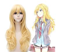Parrucca ondulata lunga bionda 65 cm la tua bugia in aprile Miyazono Kaori Cosplay parrucca (monouso)