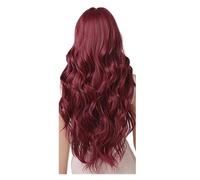 Parrucca ondulata lunga con evidenziazione rossa nera for capelli sintetici 1pc frangia for tende resistente al calore da 26 pollici for le donne