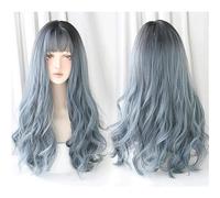 Parrucca ondulata lunga Parrucche Cosplay per feste di moda Traspirante Rinfrescante Moda donna Parrucche sintetiche marroni naturali blu Ragazze