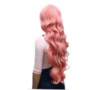 Parrucca ondulata lunga per cosplay e lolita stile parrucca sintetica rosa per feste e uso quotidiano