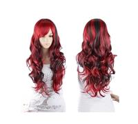 Parrucca Parrucca 27"/70 cm Parrucche cosplay anime rosse e nere for le donne Parrucche for capelli lunghi ricci Accessori for capelli Parrucche for feste for uomo Donne