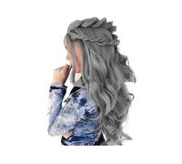 Parrucca Parrucca anteriore in pizzo ondulato grigio for parrucche sintetiche ondulate lunghe da donna Parrucca for capelli grigi resistente al calore Parrucca Donne