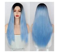 Parrucca Parrucca anteriore in pizzo Parrucca for capelli lunghi lisci Parrucche sintetiche for capelli in fibra resistente al calore Parrucche for feste for uomo Donne (Color : B)