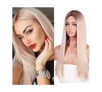 Parrucca Parrucca anteriore in pizzo Parrucca for capelli lunghi lisci Parrucche sintetiche for capelli in fibra resistente al calore Parrucche for feste for uomo (Colore : B, Dimensioni : 26in) Donne