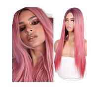 Parrucca Parrucca anteriore in pizzo Parrucca for capelli lunghi lisci Parrucche sintetiche for capelli in fibra resistente al calore Parrucche for feste for uomo (Colore : B, Dimensioni : 26in) Donne