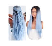 Parrucca Parrucca anteriore in pizzo Parrucca for capelli lunghi lisci Parrucche sintetiche for capelli in fibra resistente al calore Parrucche for feste for uomo (Colore : B, Dimensioni : 26in) Donne