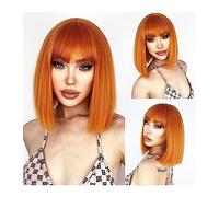 Parrucca Parrucca arancione corta diritta con frangia Parrucca in fibra sintetica Parrucca cosplay femminile bianca afroamericana/festa/parrucca quotidiana Parrucche