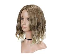Parrucca Parrucca Bionda Con Lunghezza Della Spalla Dell'onda Marrone Della Miscela Con La Frangia Per La Parrucca Bianca Del Bob Dei Capelli Sintetici Corti Per L'uso Del Partito Parrucche da donna