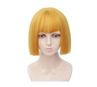 Parrucca Parrucca con frangia Parrucche corte for donna Parrucca sintetica for capelli lisci con taglio a caschetto Parrucche alla moda Parrucche for feste for uomo Donne(10in Yellow)
