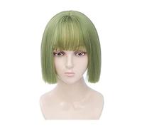 Parrucca Parrucca con frangia Parrucche corte for donna Parrucca sintetica for capelli lisci con taglio a caschetto Parrucche alla moda Parrucche for feste for uomo Donne(10in Green)