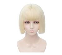 Parrucca Parrucca con frangia Parrucche corte for donna Parrucca sintetica for capelli lisci con taglio a caschetto Parrucche alla moda Parrucche for feste for uomo Donne(10in Gold)