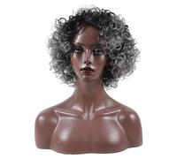 Parrucca Parrucca corta nera riccia naturale Parrucca sintetica Parrucca di ricambio resistente al calore for capelli da donna Parrucche da festa for uomo Donne